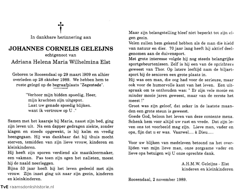 Johannes Cornelis Geleijns- Adriana Helena Maria Wilhelmina Elst