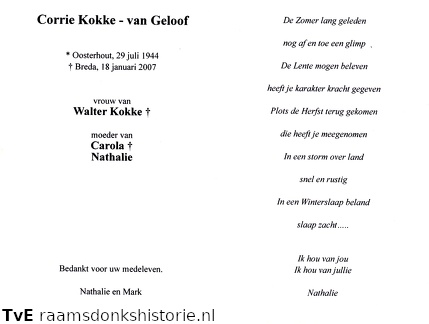 Corrie van Geloof- Walter Kokke