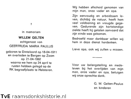 Willem Gelten- Geertruda Maria Paulus