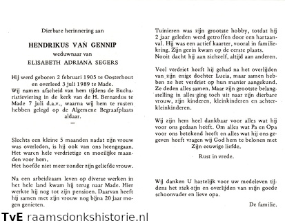 Hendrikus van Gennip- Elisabeth Adriana Segers