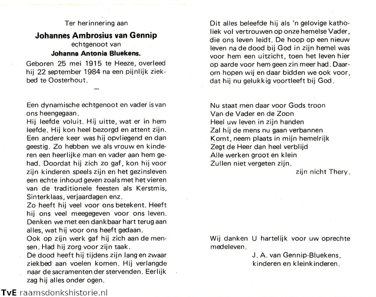 Johannes Ambrosius van Gennip- Johanna Antonia Bluekens