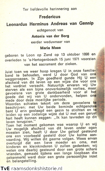 Leonardus Herminus Andreas van Gennip- Antonia van der Borg -Maria Maas 