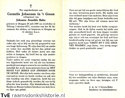 Cornelis Johannes in t Groen Johanna Arnolda Bakx