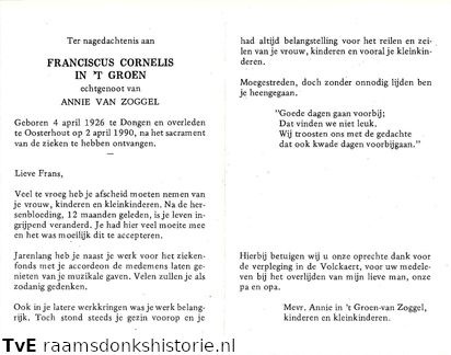 Franciscus Cornelis in t Groen Annie van Zoggel