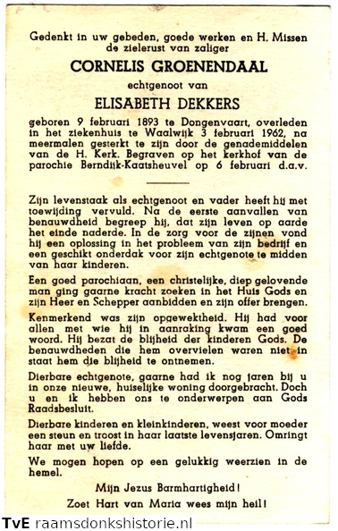 Cornelis Groenendaal Elisabeth Dekkers