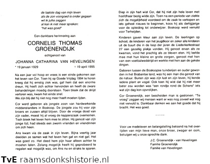 Cornelis Thomas Groenendijk Johanna Catharina van Hevelingen