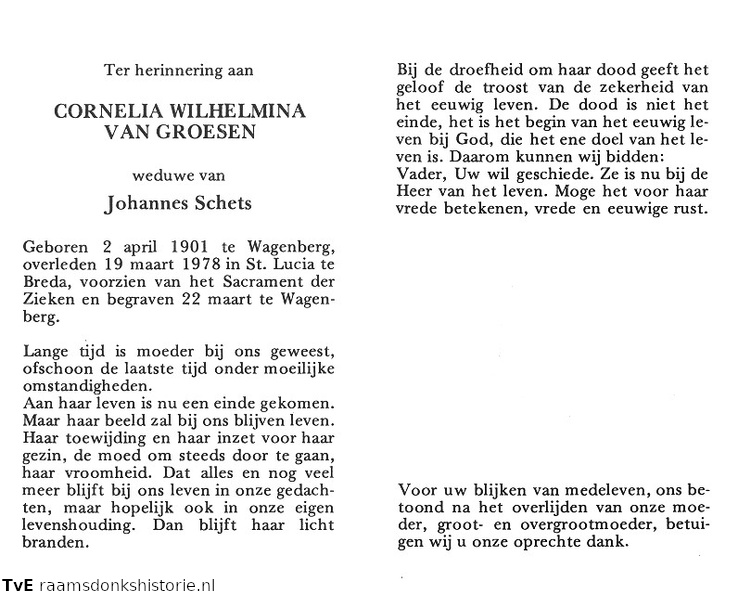 Cornelia Wilhelmina van Groesen Johannes Schets