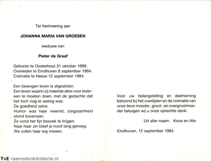 Johanna Maria van Groesen Pieter de Graaf