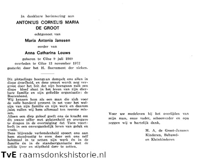 Antonius Cornelis Maria de Groot Maria Antonia Janssen-Anna Catharina Louws