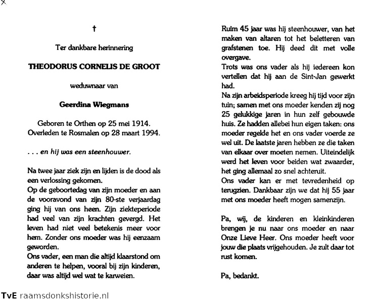 Theodorus Cornelis Groot de,  Geerdina Wiegmans
