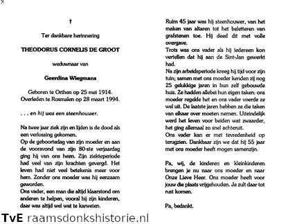 Theodorus Cornelis Groot de,  Geerdina Wiegmans