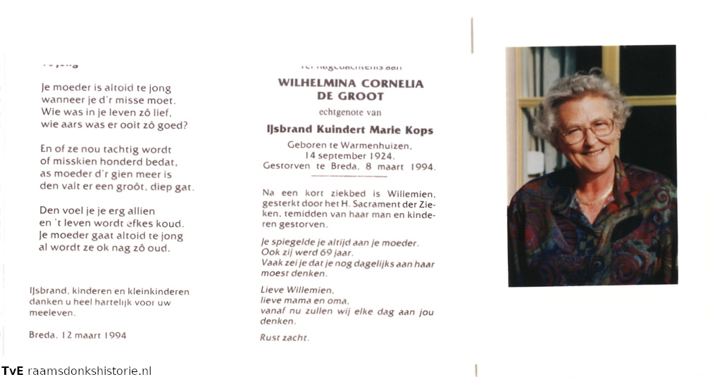Wilhelmina Cornelia de Groot IJsbrand Kuindert Marie Kops