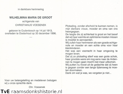 Wilhelmina Maria de Groot Christianus Voesenek