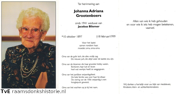 Johanna Adriana Grootenboers Jacobus Bliemer