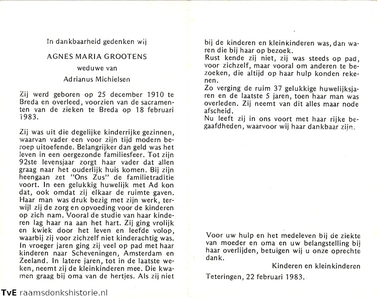 Agnes Maria Grootens Adrianus Michielsen