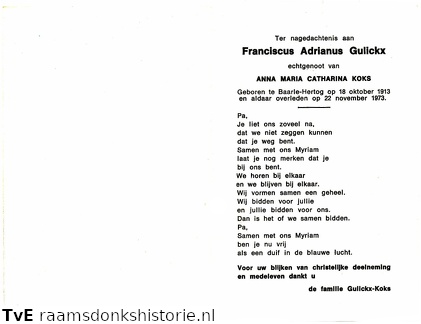 Franciscus Adrianus Gulickx Anna Maria Catharina Koks