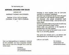 Adriana Johanna van Gulik Marinus Thomas van Dongen