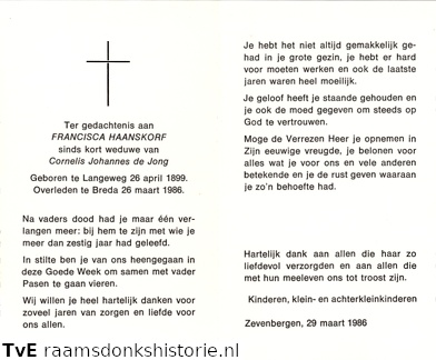 Francisca Haanskorf Cornelis Johannes de Jong