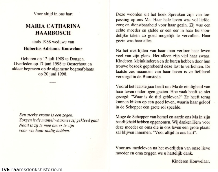 Maria Catharina Haarbosch Hubertus Adrianus Kouwelaar