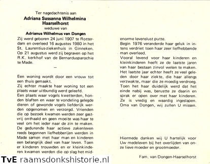 Adriana Sussanna Wilhelmina Haarselhorst Adrianus Wilhelmus van Dongen