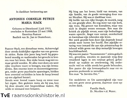 Antonius Cornelis Petrus Hack pastoor