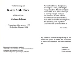 Karel A M Hack Marianne Beljaars