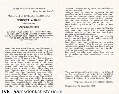 Petronella Hack Adrianus Rijsdijk