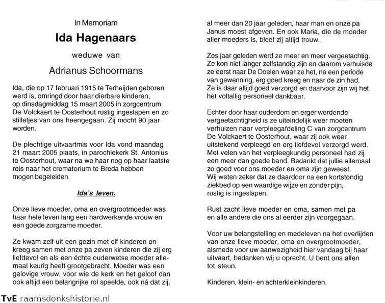 Ida Hagenaars Adrianus Schoormans
