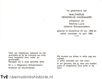 Waltherus Hendrikus Hagenaars Martina Lucia Johanna Schoenmakers