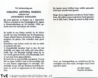 Johanna Antonia Hakkel Leonardus Schalken