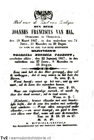 Joannes Franciscus van Hal Theresia Henrica Verbunt