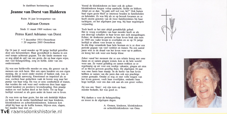 Jeanne van Halderen (vr) Adriaan Oomen Petrus Karel Adrianus van Dorst