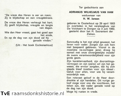 Adrianus Wilhelmus van Ham  H.W. Jansen