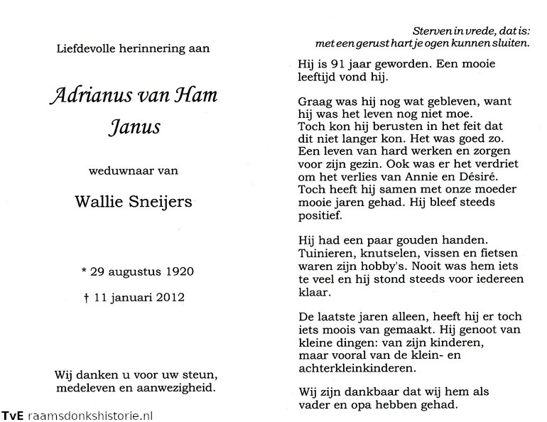 Adrianus van Ham Wallie Sneijers