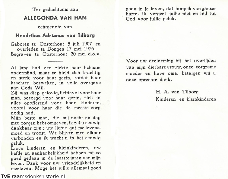 Allegonda van Ham Hendrikus Adrianius van Tilborg