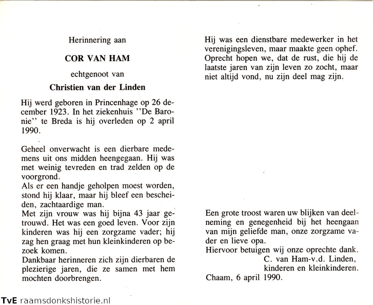 Cor van Ham Christien van der Linden