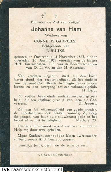 Johanna van Ham J Buijks Cornelis Gabriels