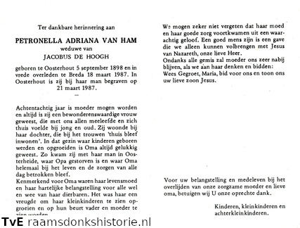 Petronella Adriana van Ham Jacobus de Hoogh