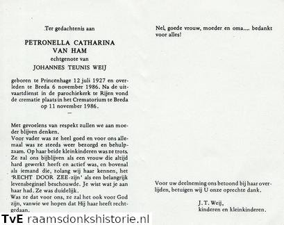 Petronella Catharina van Ham Johannes Teunis Weij
