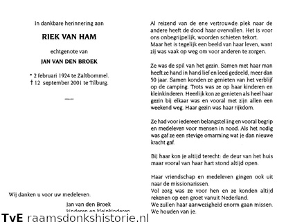 Riek van Ham Jan van den Broek