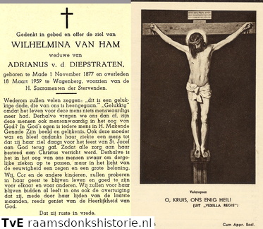 Wilhelmina van Ham Adrianus van den Diepstraten