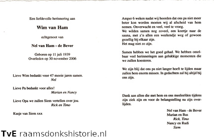 Wim van Ham Nel de Bever