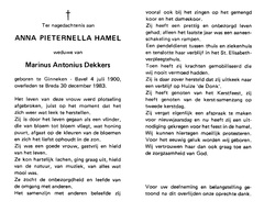 Anna Pieternella Hamel Marinus Antonius Dekkers