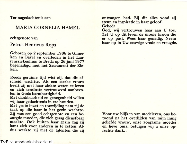 Maria Cornelia Hamel Petrus Henricus Rops