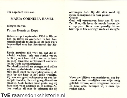 Maria Cornelia Hamel Petrus Henricus Rops