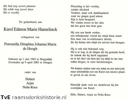 Karel Edmond Marie Hamelinck Petronella Dimphna Johanna Maria de Hoogh