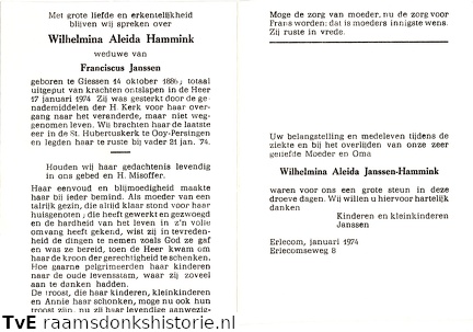 Wilhelmina Aleida Hammink Franciscus Janssen