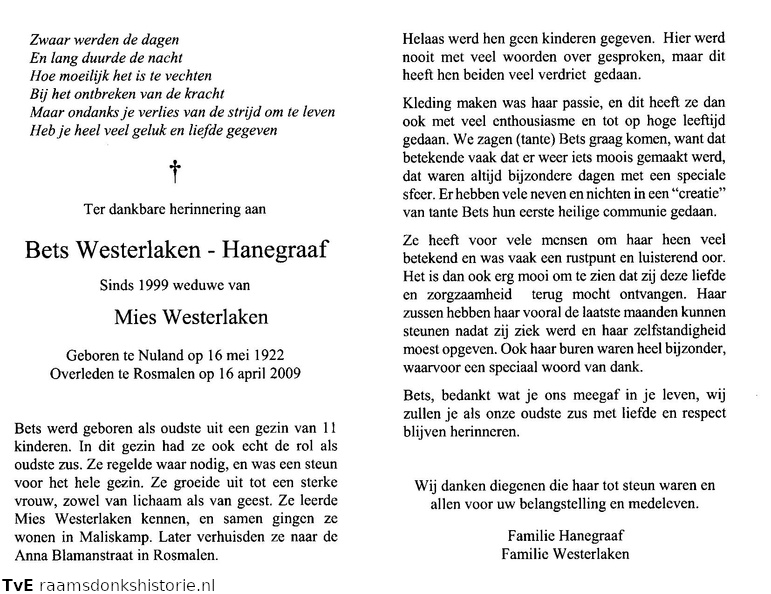 Bets Hanegraaf  Mies Westerlaken 
