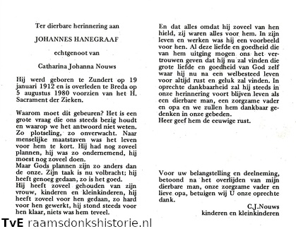 Johannes Hanegraaf Catharina Johanna Nouws