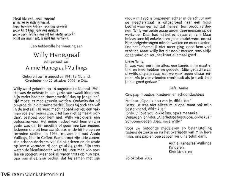 Willy Hanegraaf Annie Vullings